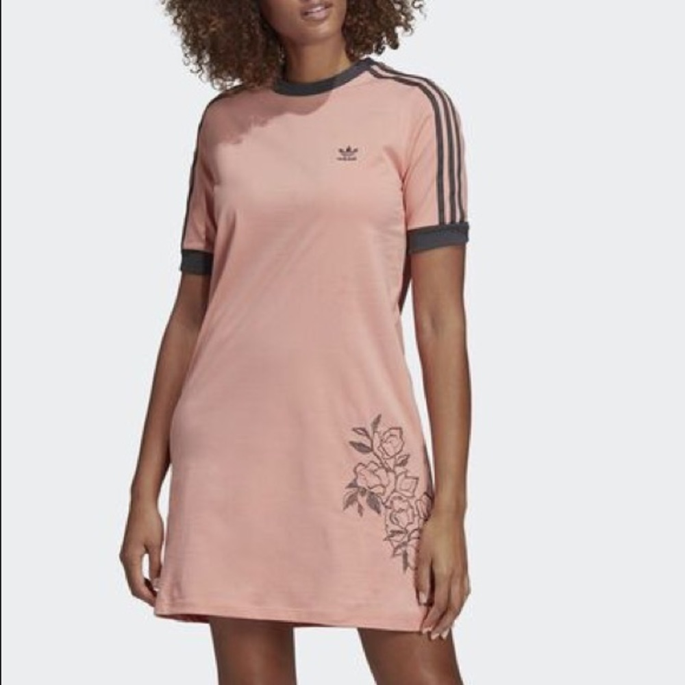 Adidas Blush Tee Dress Embroidered NWT Medium